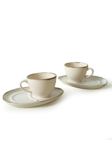 Hermia Set de tazas de té de cerámica de 4 piezas, Crema